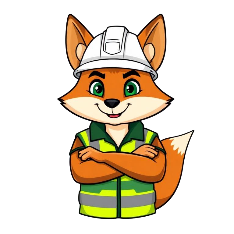 COPI, la mascota del COPASST de la ILC, con casco y chaleco de seguridad